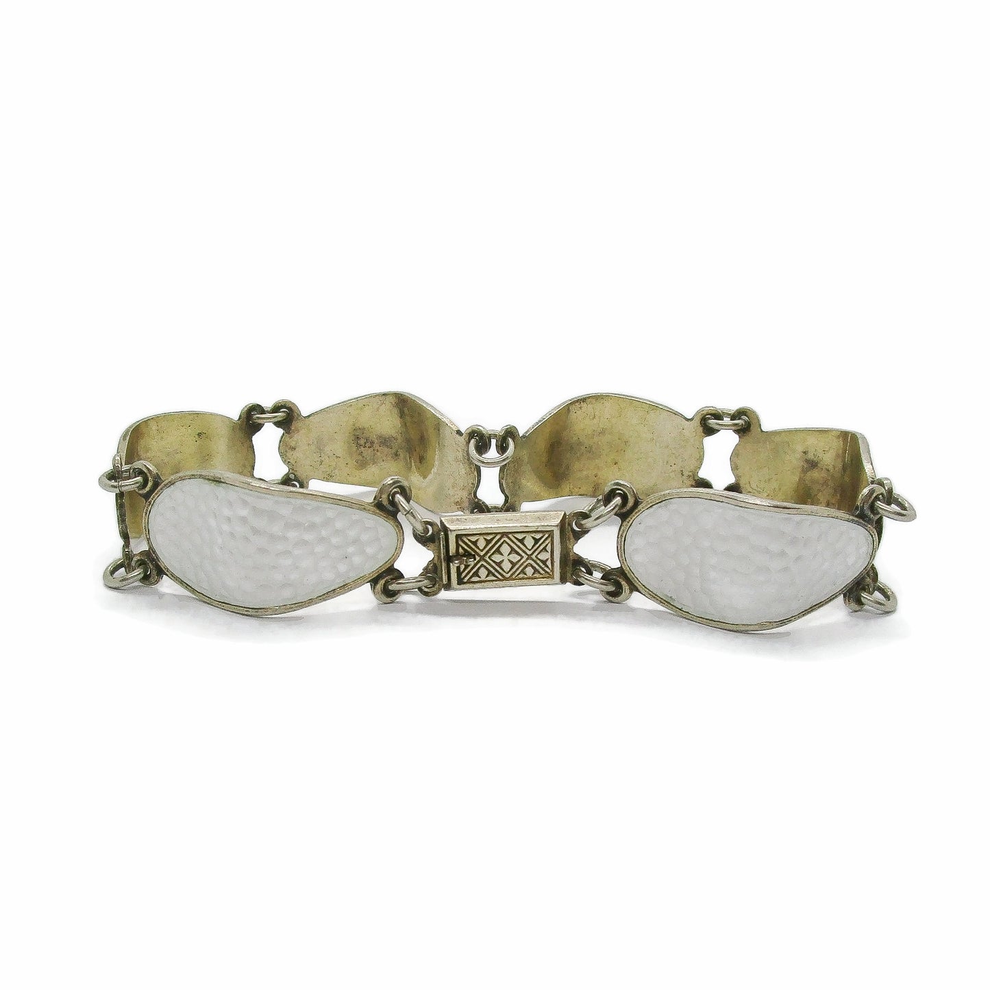 Aksel Holmsen sterling silver gilt and white enamel bracelet back view