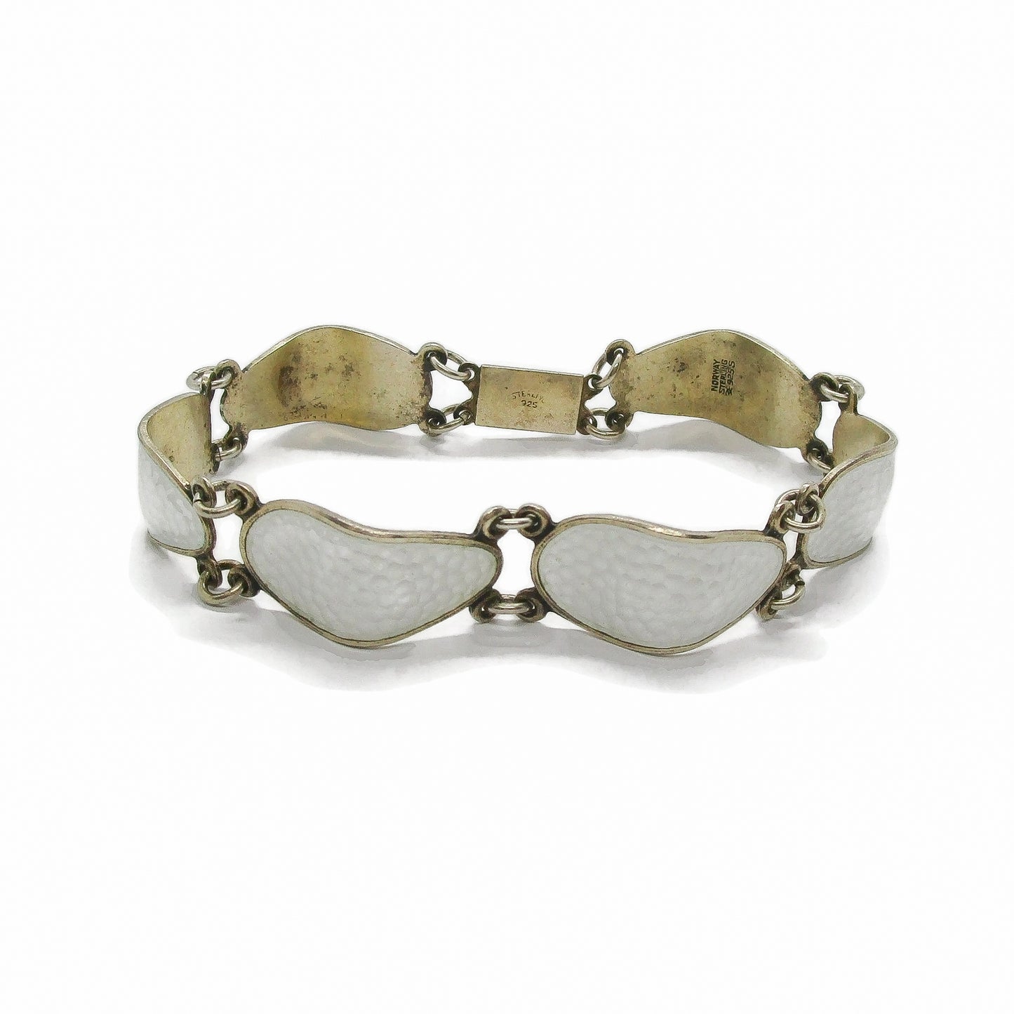 Aksel Holmsen sterling silver gilt and white enamel bracelet front view