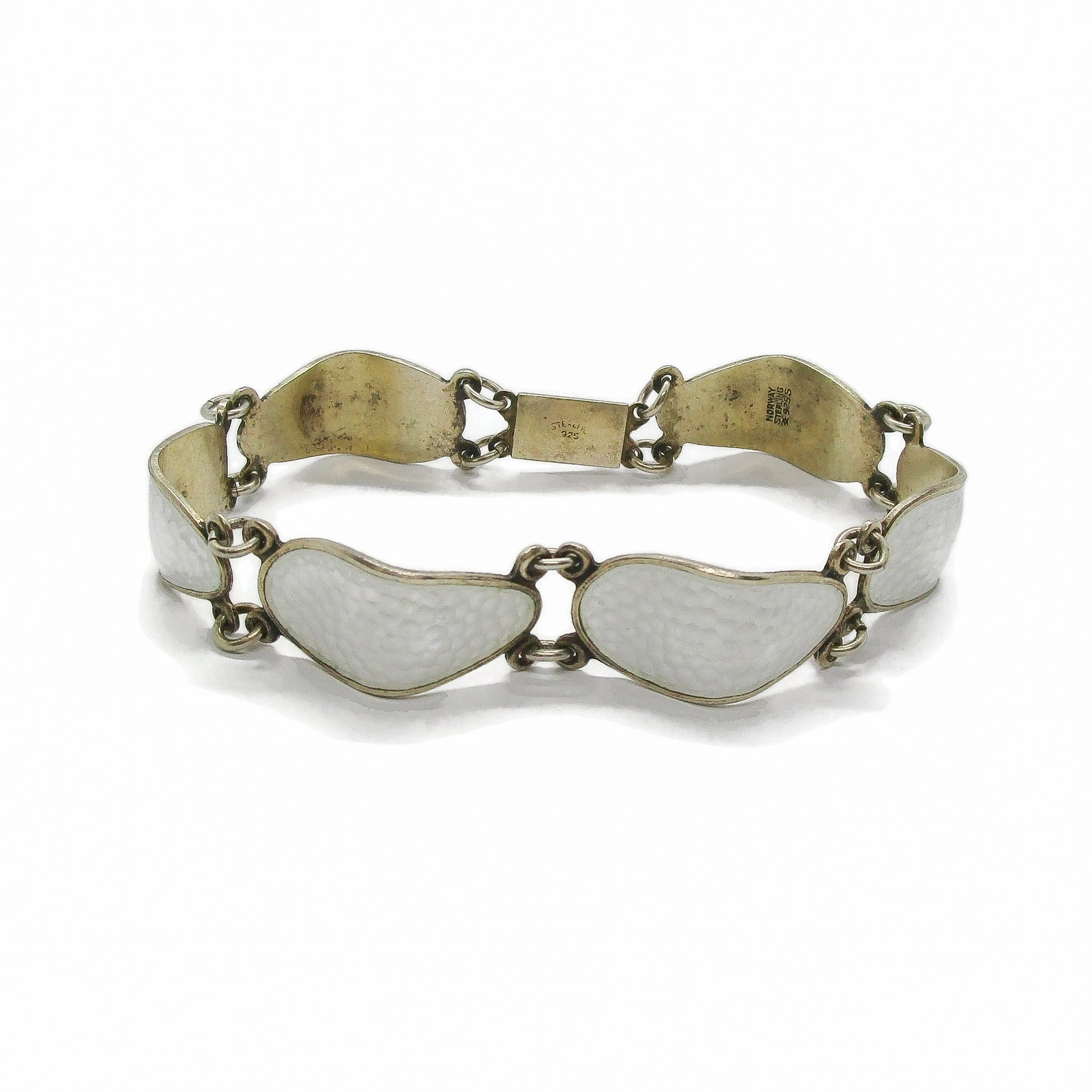 Aksel Holmsen sterling silver gilt and white enamel bracelet front view