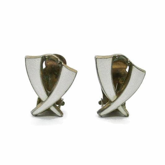 Aksel Holmsen enamel sterling silver gilt clip on earrings, Norway