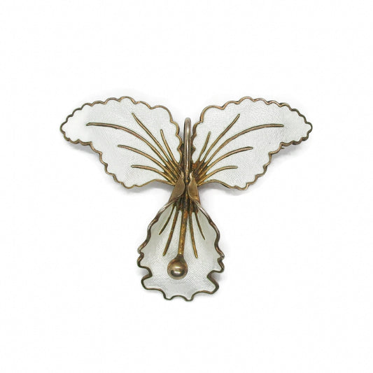 Aksel Holmsen enamel and sterling silver gilt orchid brooch, Norway