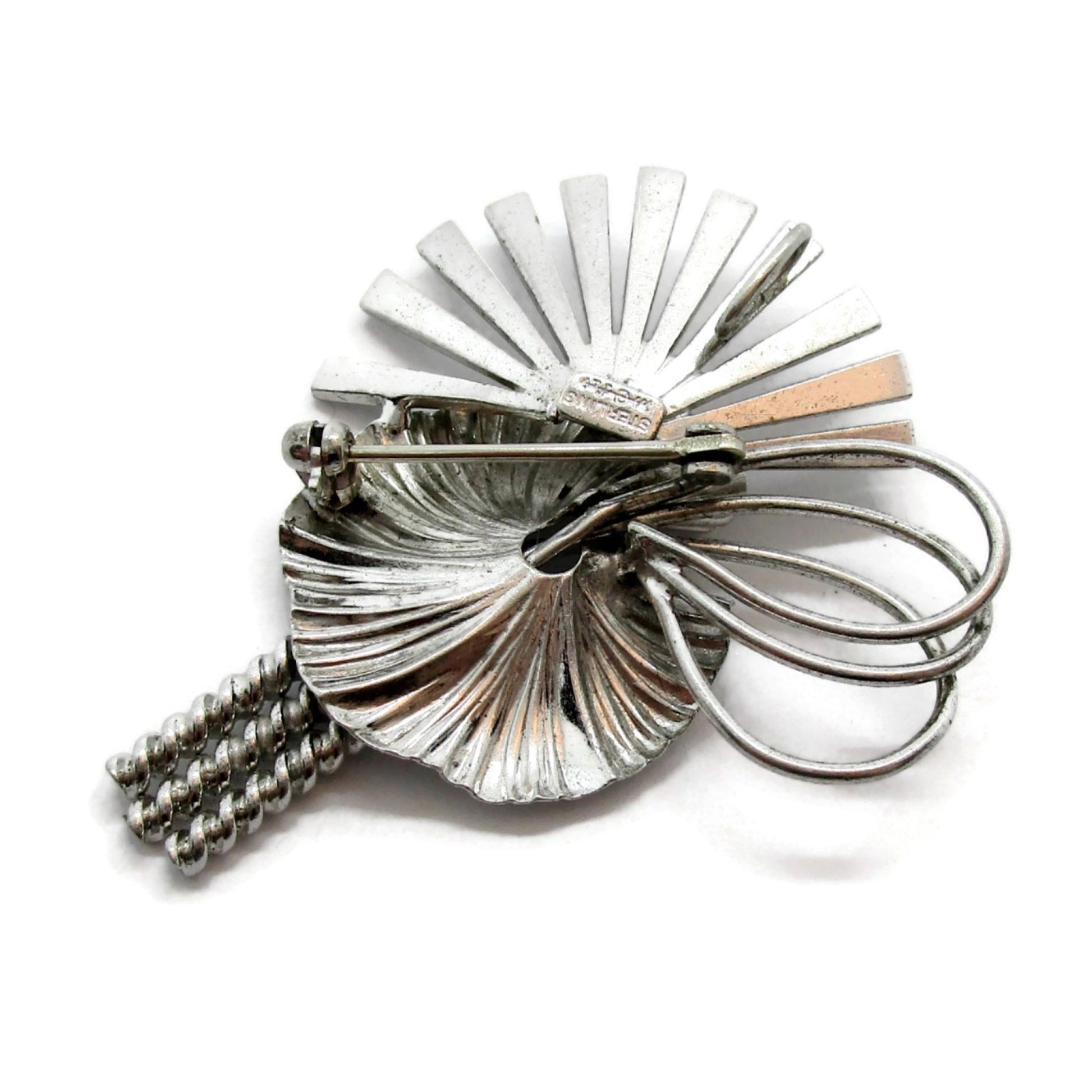 Back view of Carl Art USA sterling silver brooch showing hallmarks