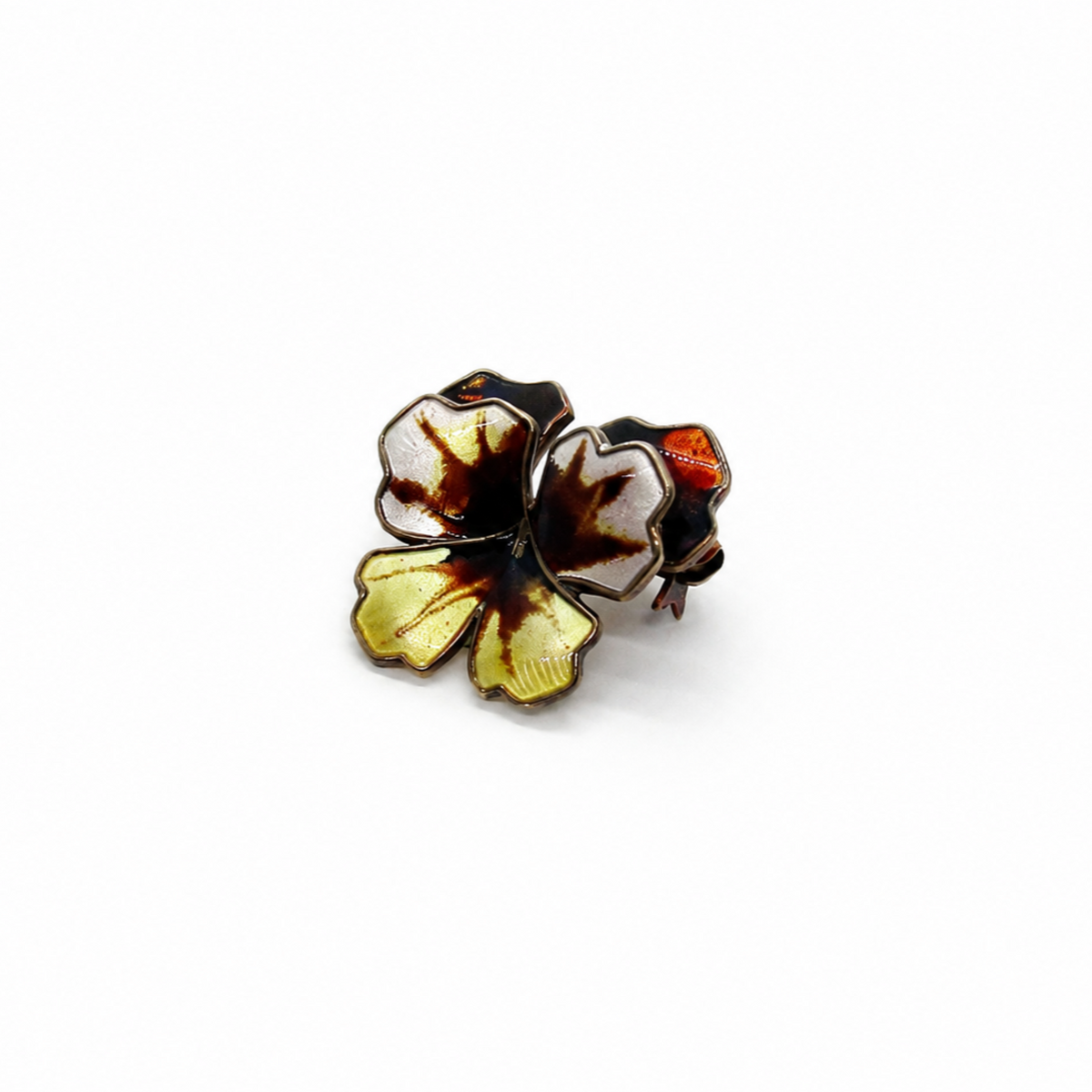 David Andersen enamel and sterling silver gilt pansy flower brooch, Norway