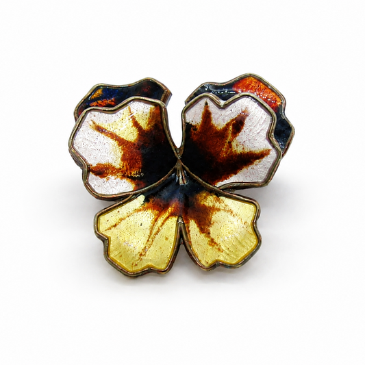 David Andersen enamel and sterling silver gilt pansy flower brooch, Norway