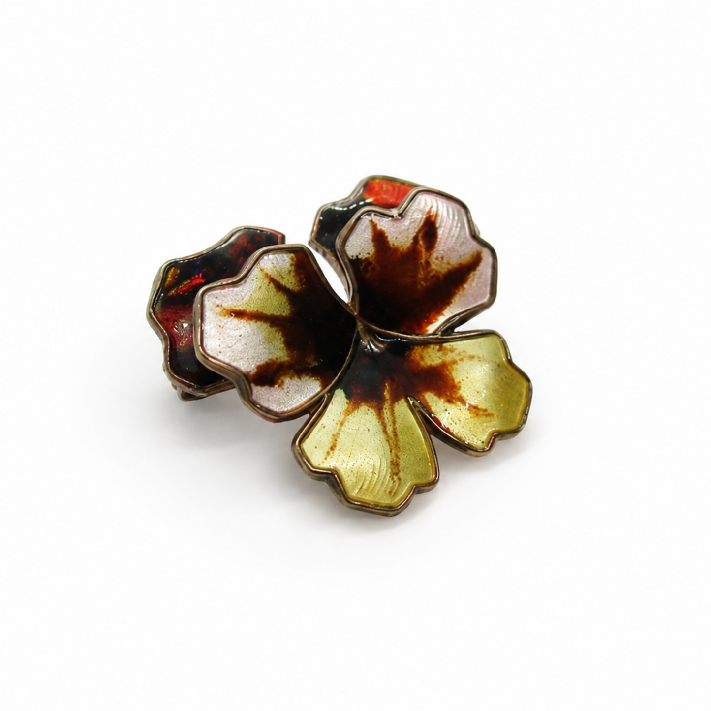 David Andersen enamel and sterling silver gilt pansy flower brooch, Norway
