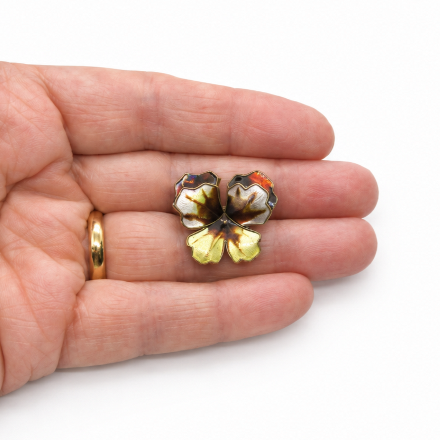 David Andersen enamel and sterling silver gilt pansy flower brooch, Norway