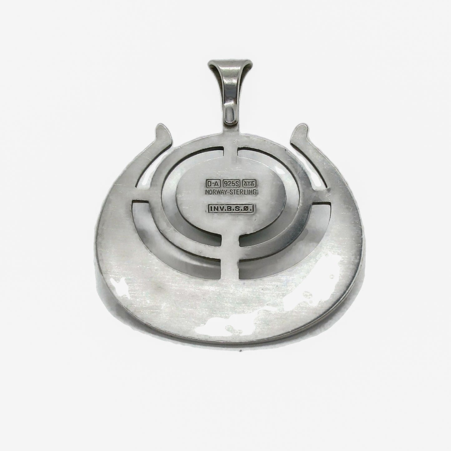 Back view a David Andersen Norway sterling silver and amazonite "Ship of Good Fortune" pendant from the Troll series