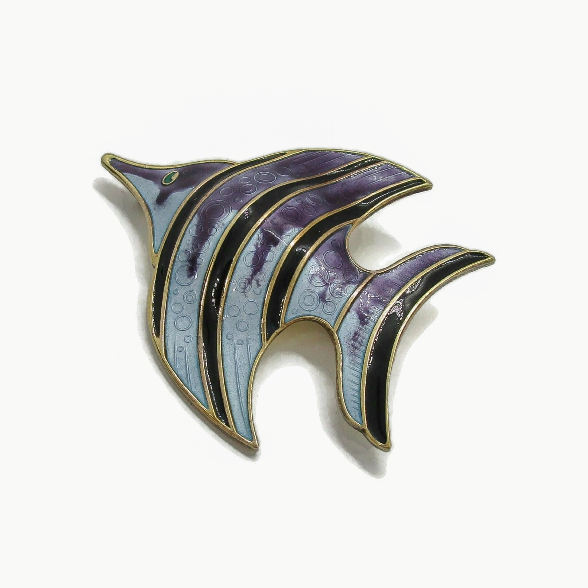  David Andersen sterling silver gilt and enamel angel fish brooch shown pointing upwards
