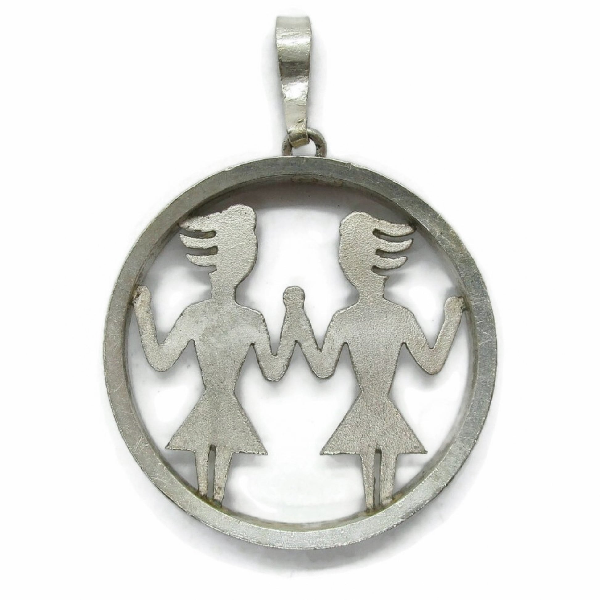 Front view of Franz Breuer Gemini sterling silver Gemini pendant