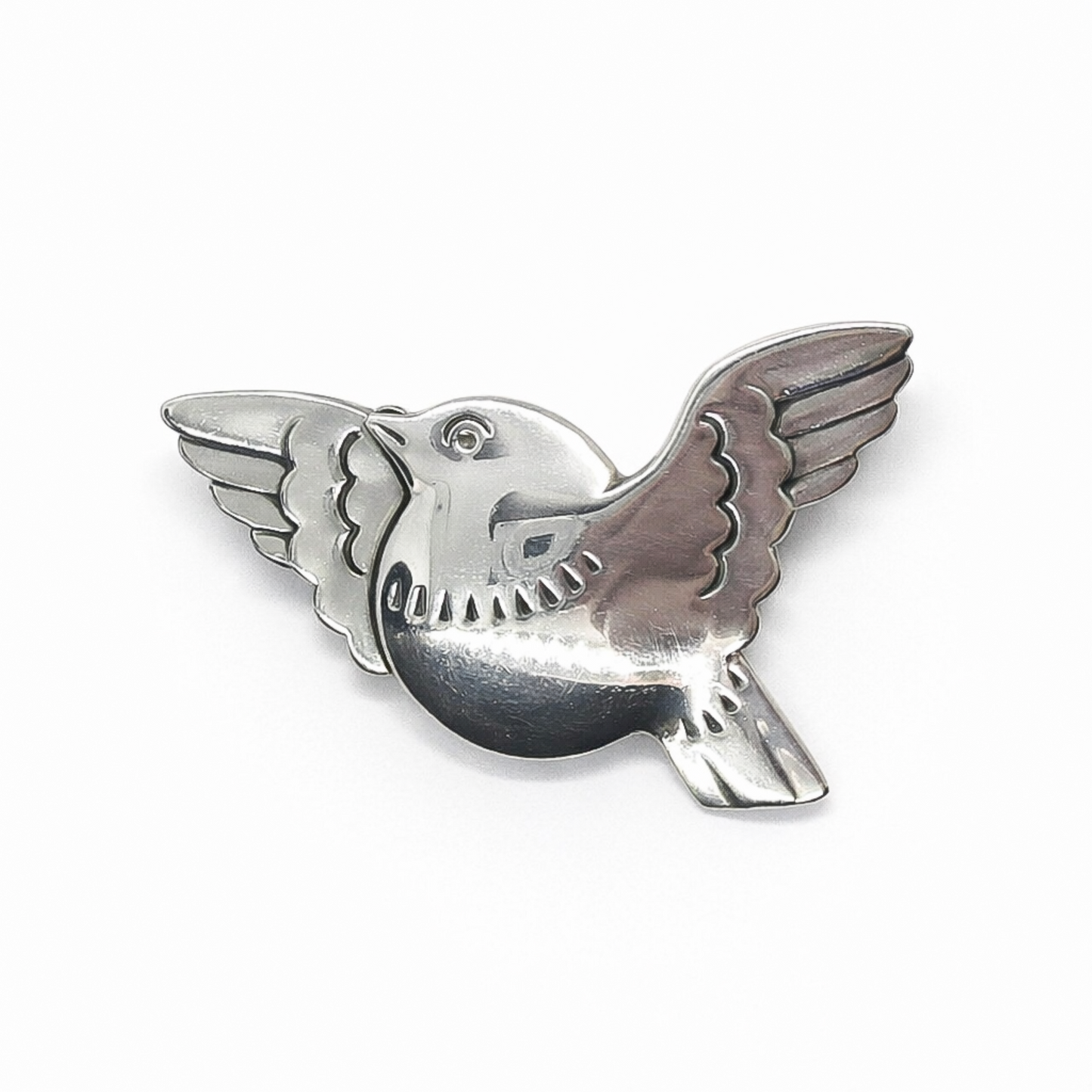 Front view of Georg Jensen Denmark sterling silver bird brooch number 320
