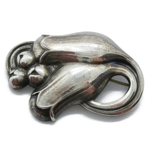 Front view of Georg Jensen sterling silver tulip brooch number 100B