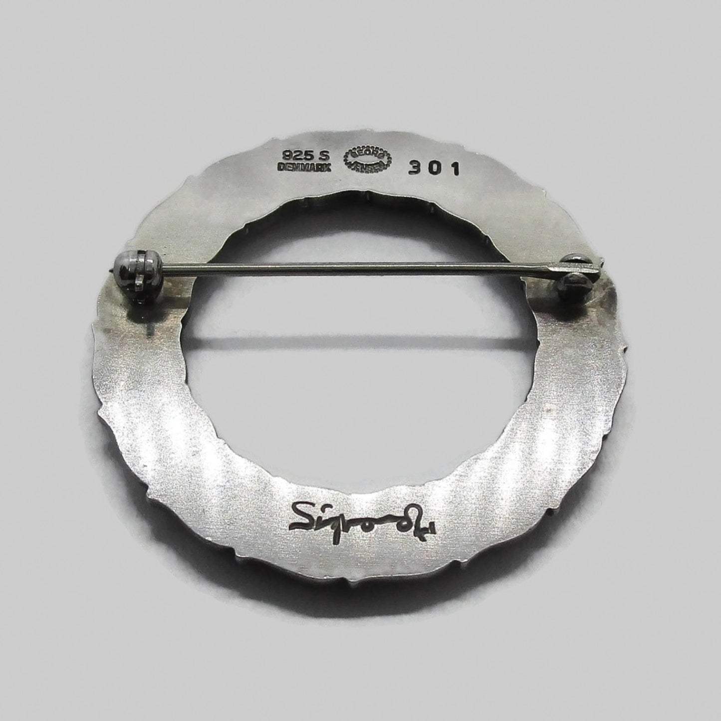 Back view of Georg Jensen Denmark sterling silver wreath brooch number 301