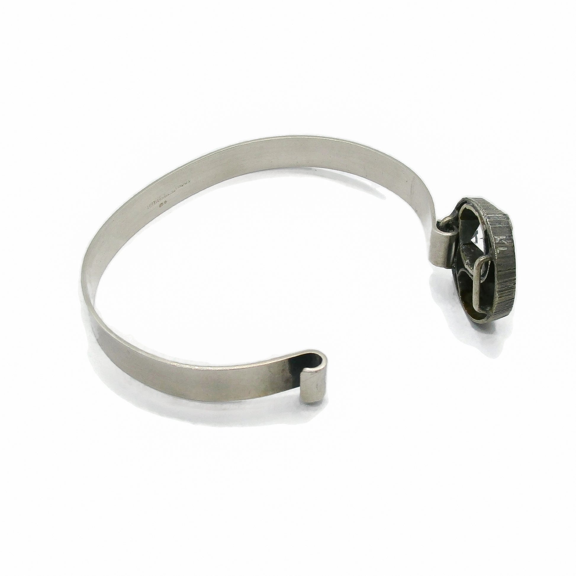 Karl Laine crystal and sterling silver bracelet shown open