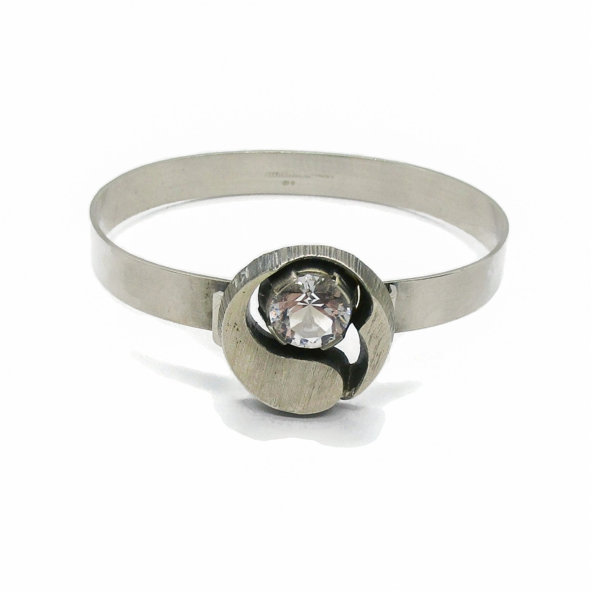 Karl Laine rock crystal and sterling silver braclet front view