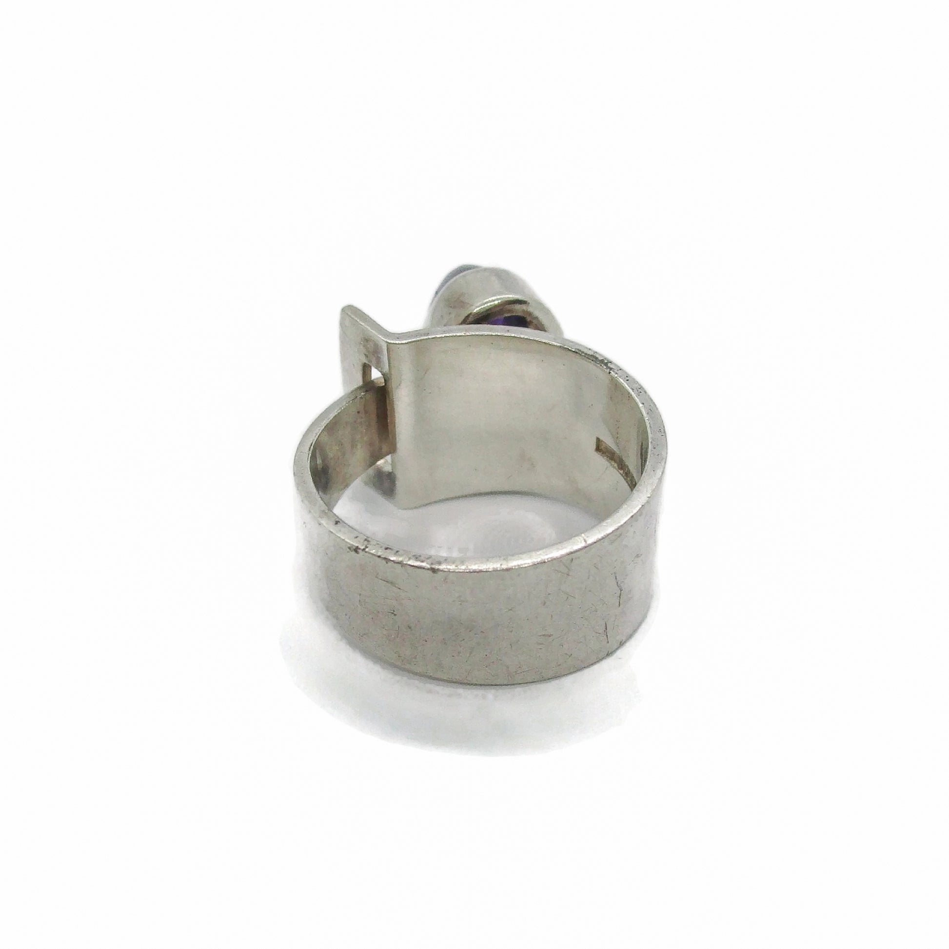 Back view of a sterling silver and amethyst ring by Kupittaan Kulta Finland