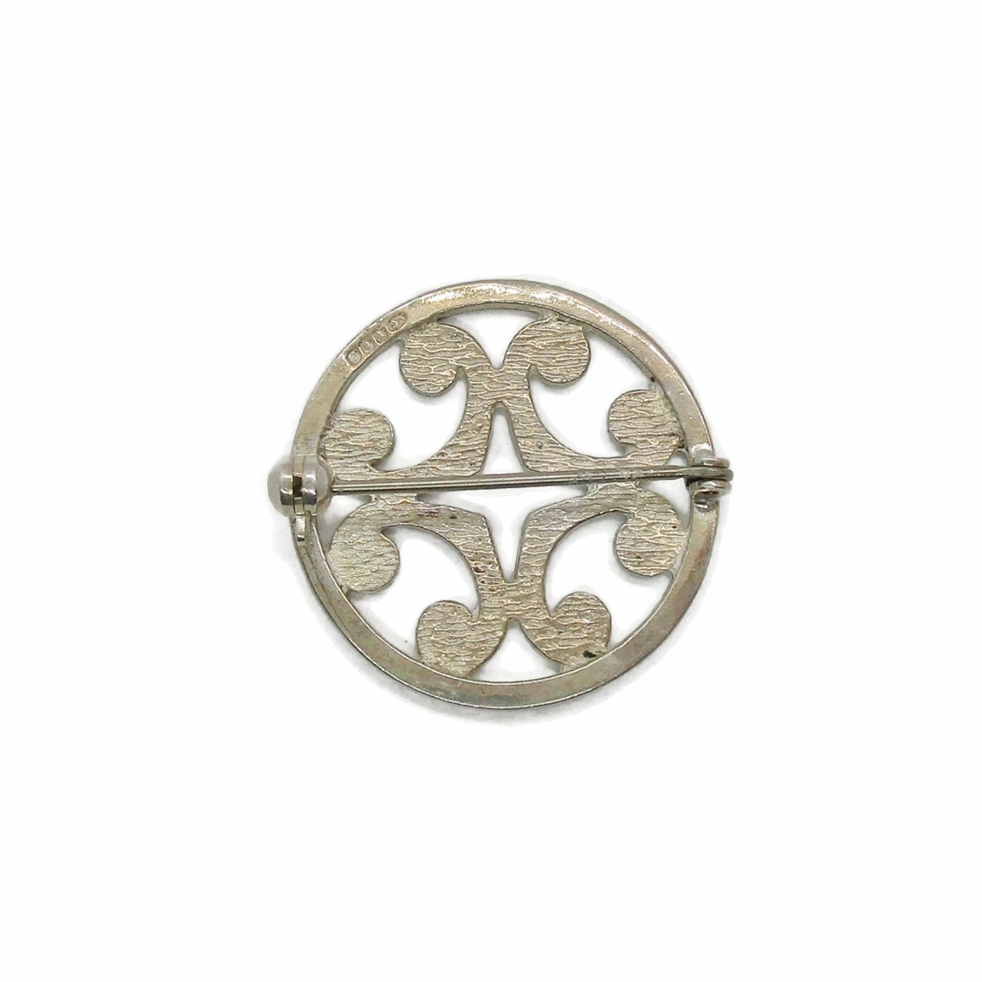 Back view of a Malcolm Gray sterling silver St Magnus brooch