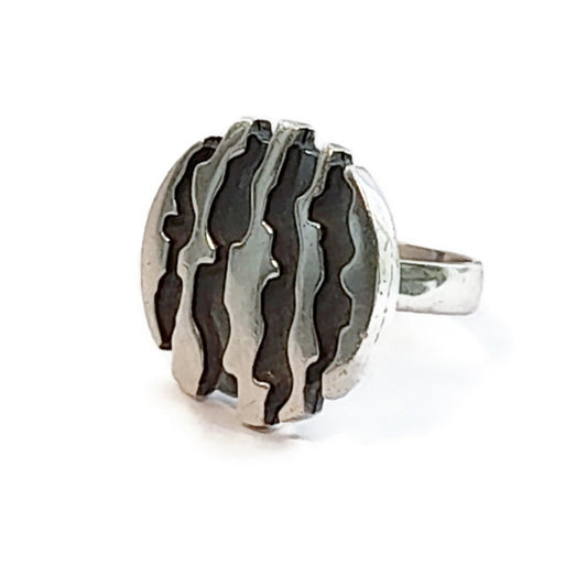 Angled view of a Niels Erik From Denmark sterling silver brutalist ring