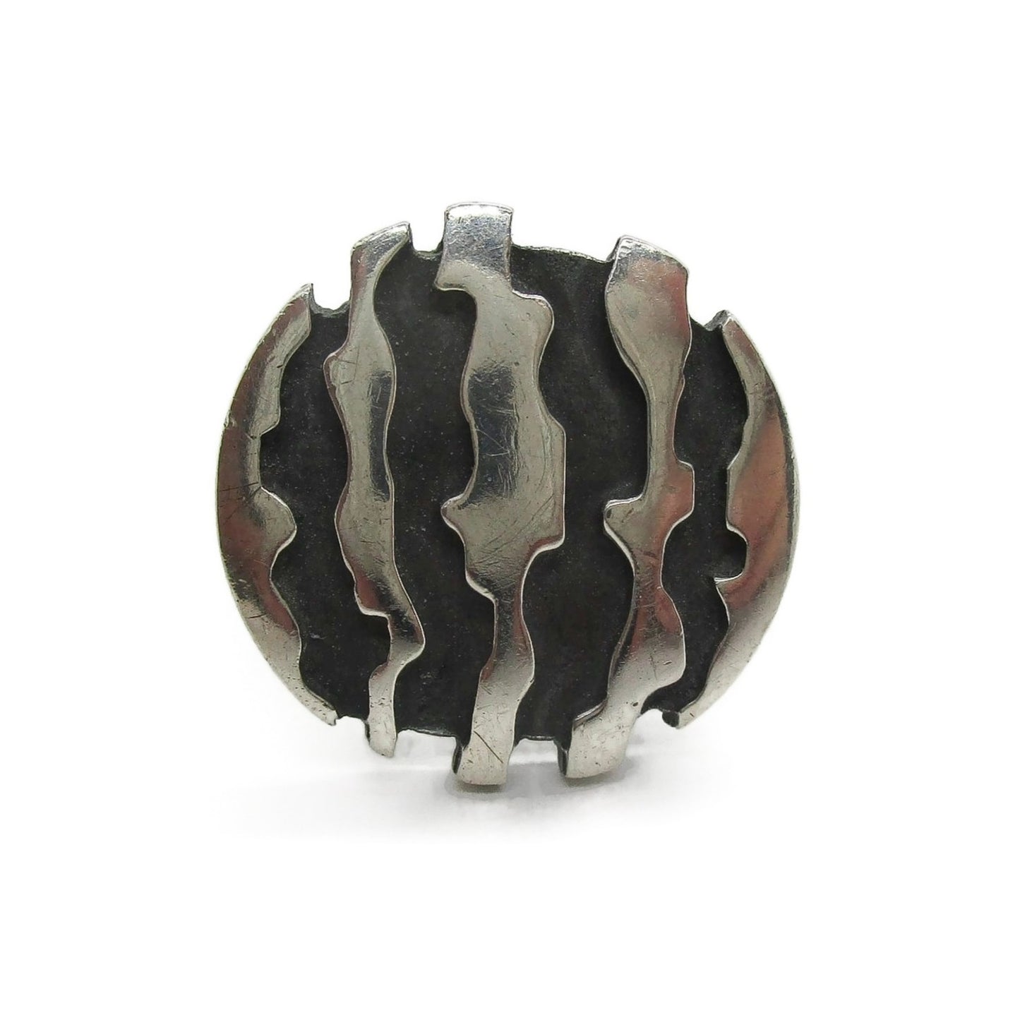 Front view of a Niels Erik From Denmark sterling silver brutalist ring