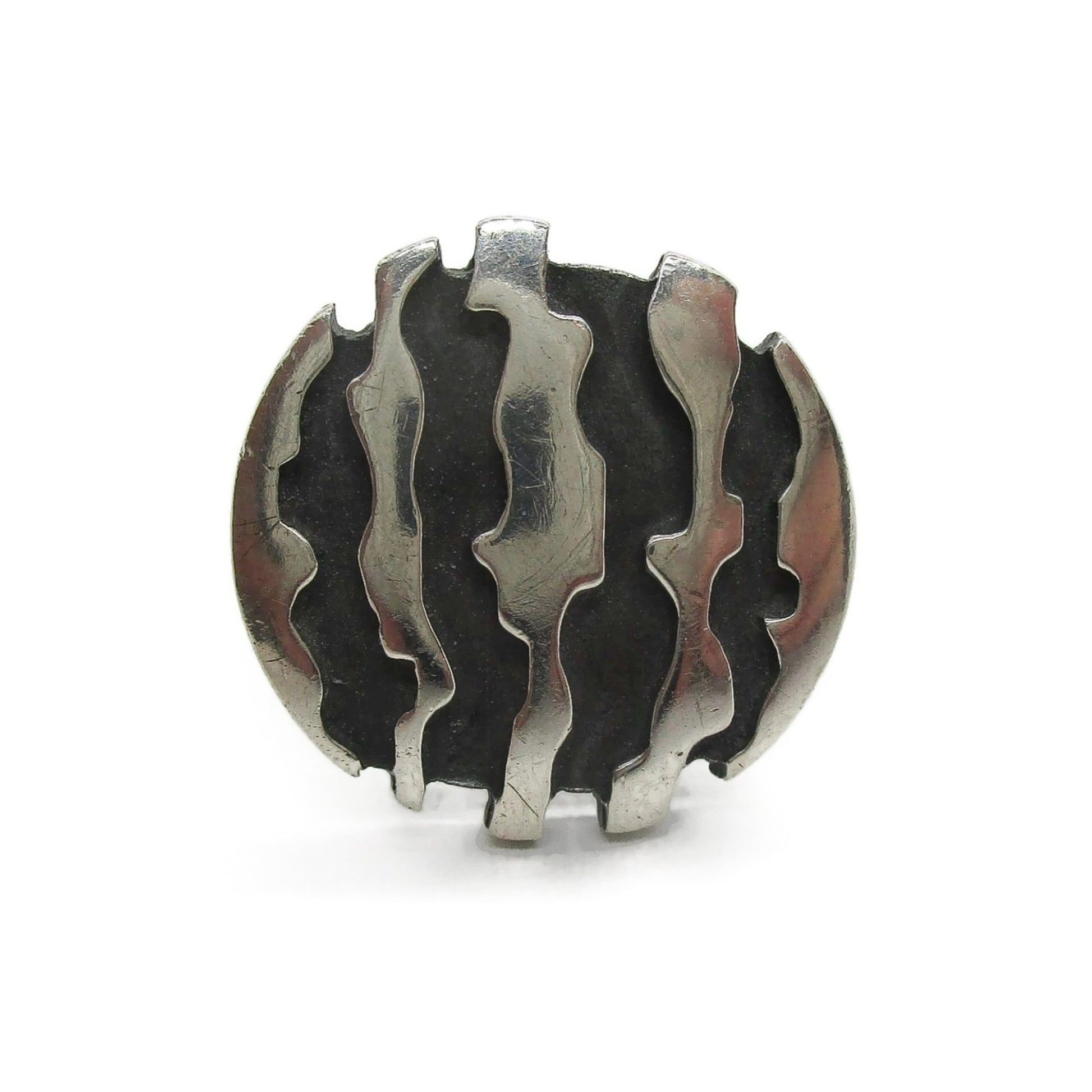 Front view of a Niels Erik From Denmark sterling silver brutalist ring