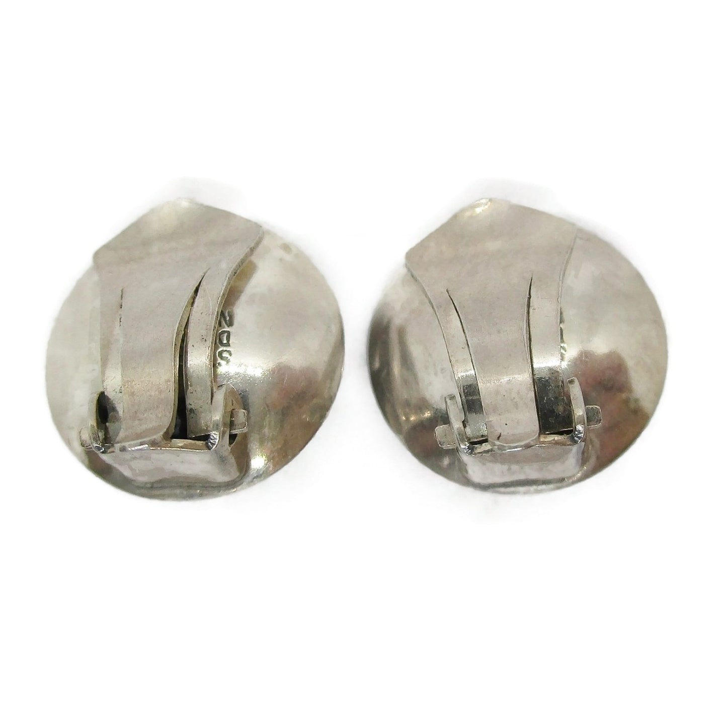 Back view of Niels Erik From Denmark sterling silver and tigers eye clip on earrings