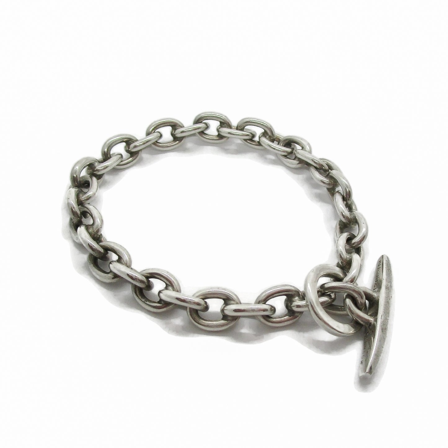 Randers Solvvefabrik sterling silver chain bracelet side view showing toggle