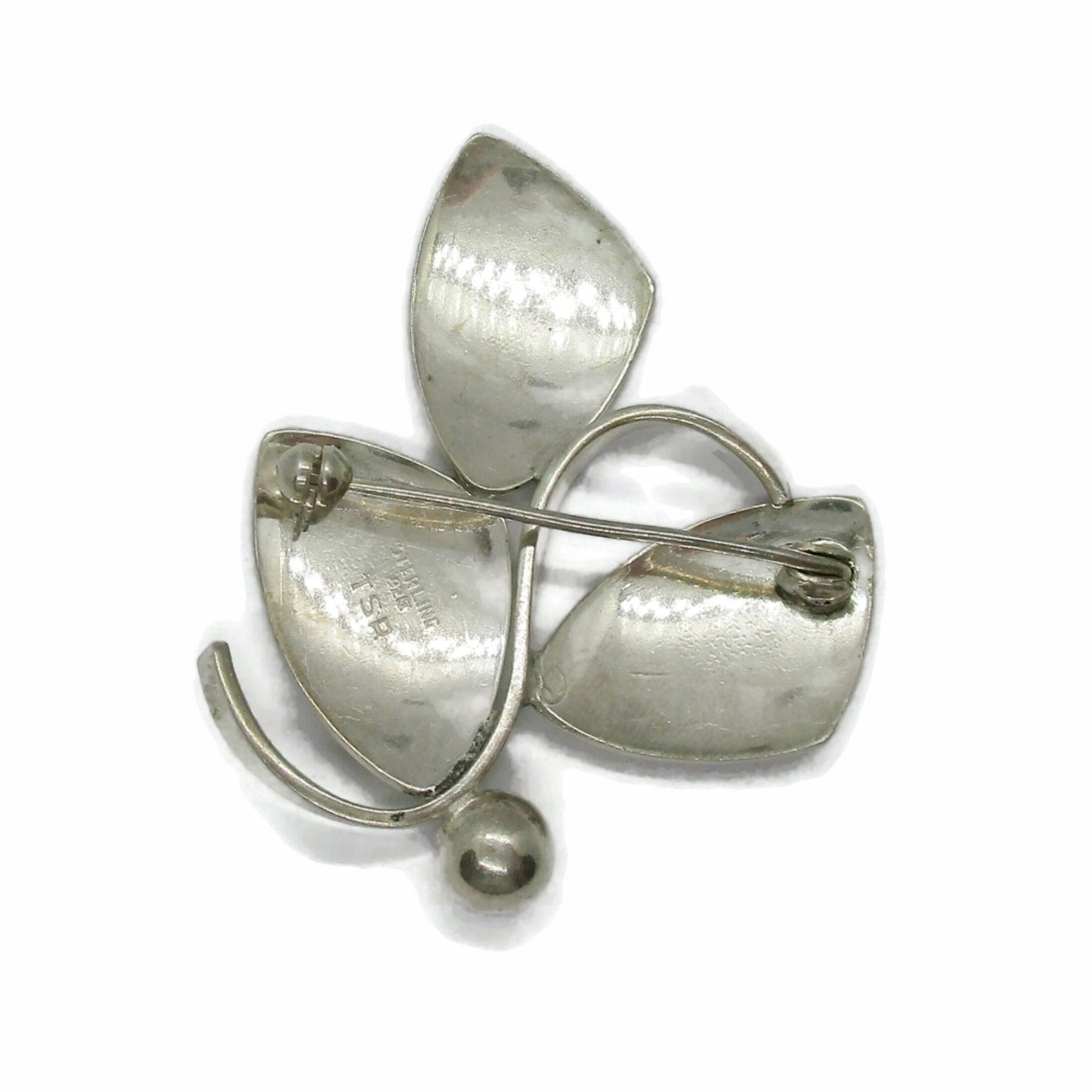 Theodor Skat Rordam Denmark sterling silver brooch back view showing hallmarks