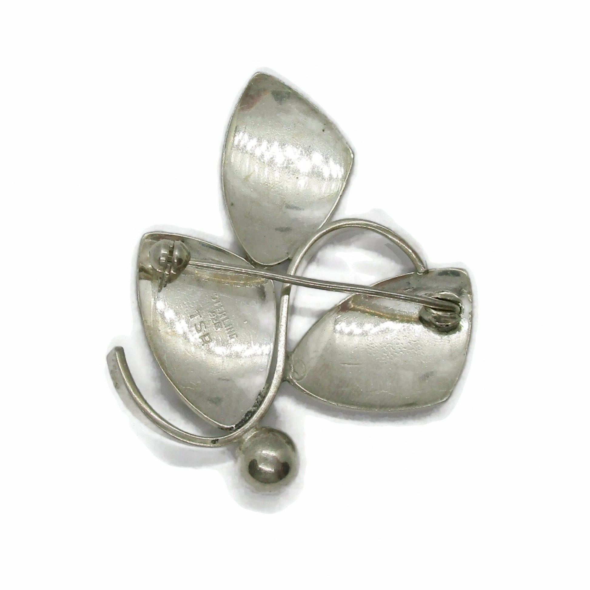 Theodor Skat Rordam Denmark sterling silver brooch back view showing hallmarks