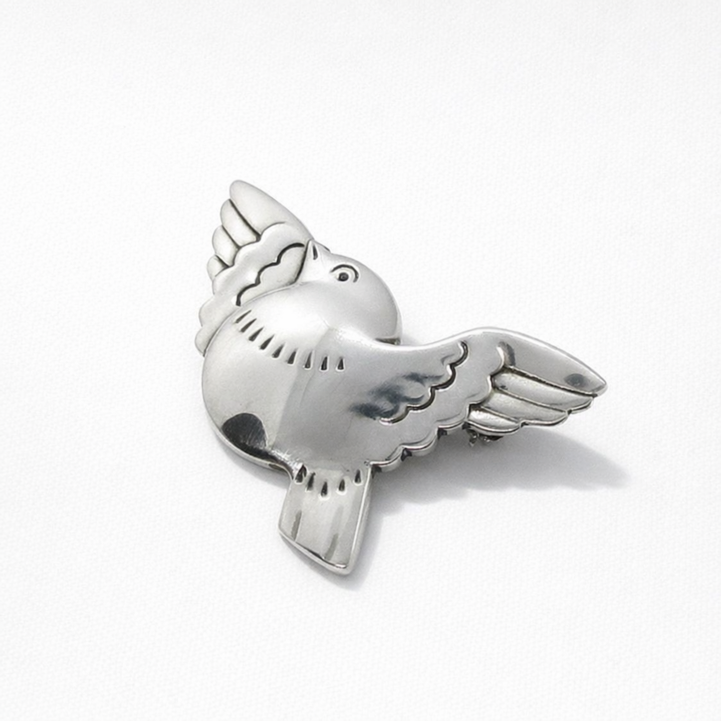 Side view of Georg Jensen Denmark sterling silver bird brooch number 320