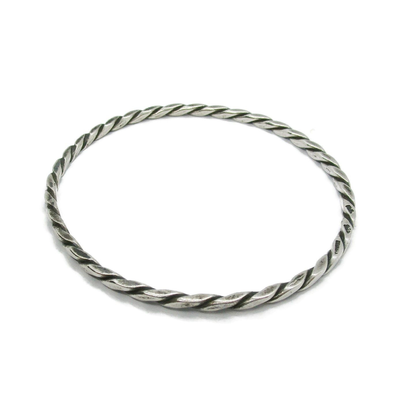 Randers Solvvefabrik vintage sterling silver bangle, flat view
