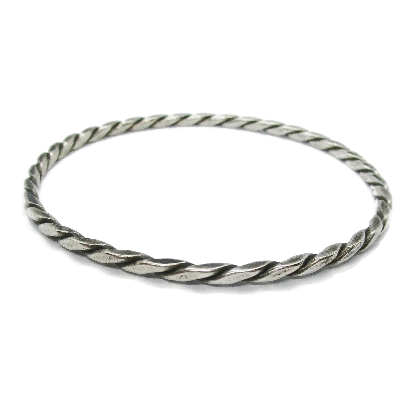 Randers Solvvefabrik twisted sterling silver bangle, front view