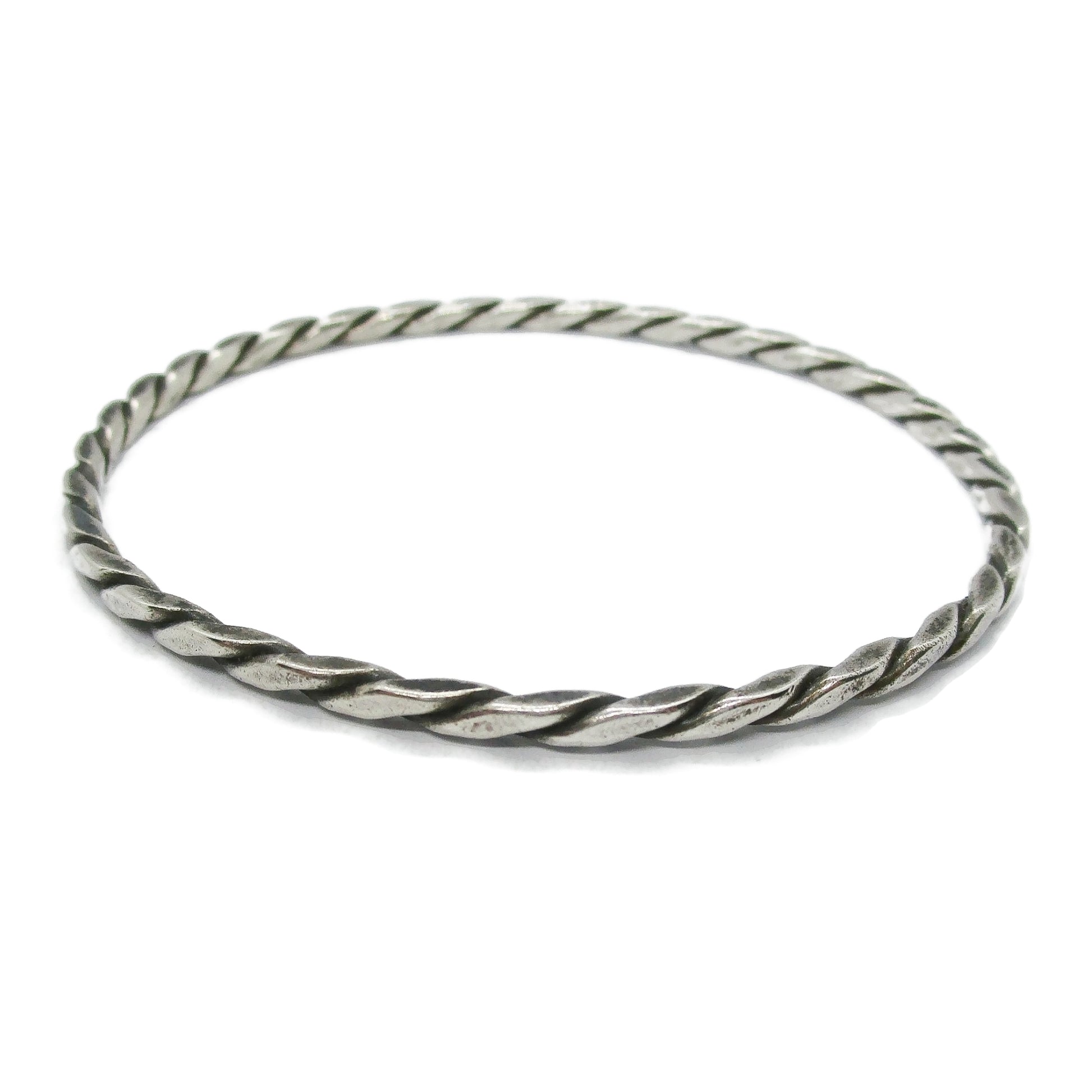 Randers Solvvefabrik twisted sterling silver bangle, front view