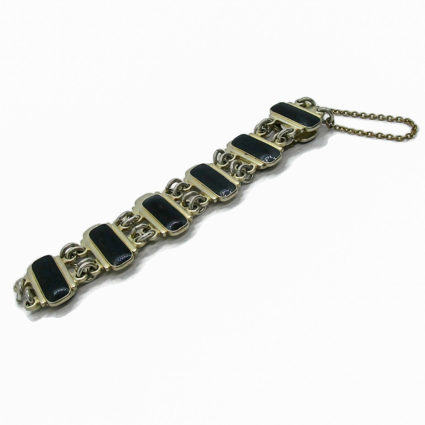 volmer bahner black enamel and sterling silver gilt bracelet 